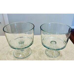 Lot Of 2 - Glass Trifle Bowls On Stands - Elegant Serving Dish for Desserts